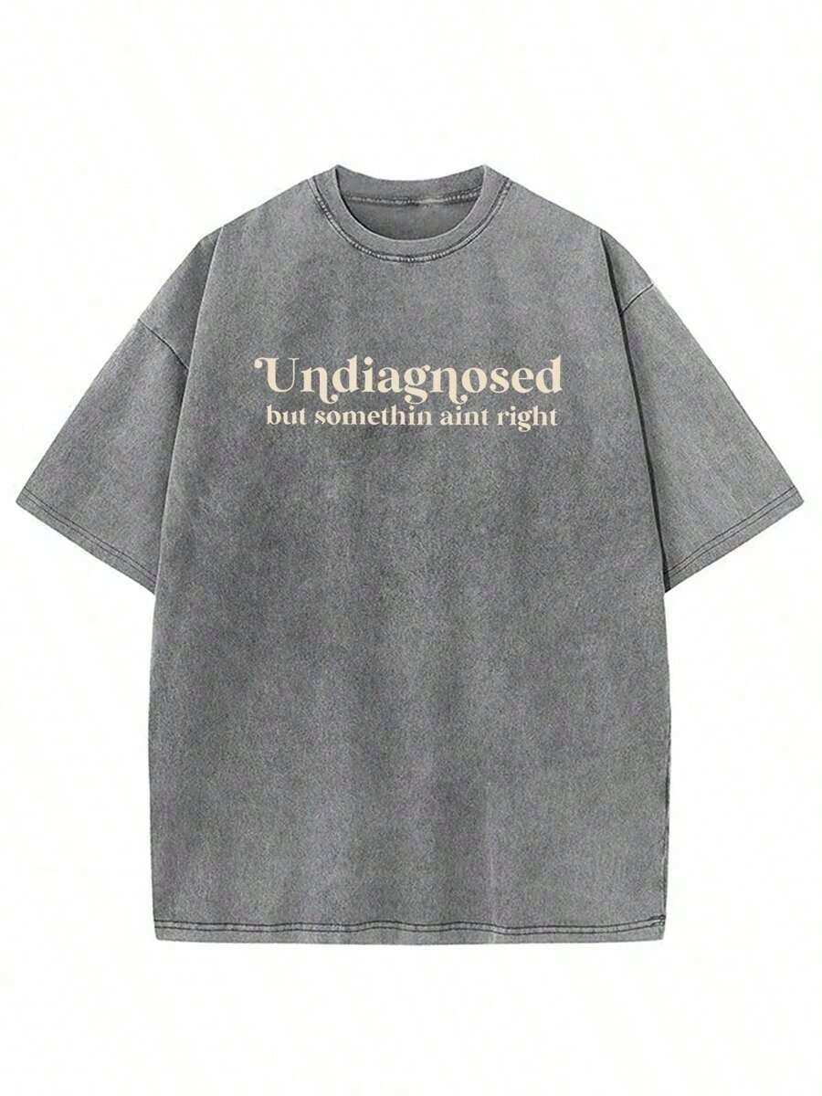 Men's&Women's 1 Piece, 230g Washed, Undiagnosed But Somewhat Mismatched Printed T-Shirt, High-Quality Wax Printed Cotton Retro Fashion Brand T-Shirt, Suitable For Summer T-Shirt With A Certain Thickness, Holiday Gift - 深灰色 - 查看 1