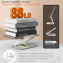 Estantería de acrílico transparente con base giratoria de 360° y clips para páginas, soporte de lectura plegable ergonómico y ajustable en altura para exhibir libros de cocina, partituras y computadoras - Pago - Ver 8