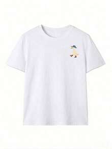 Moda 2026 Para Mujer Cotton T-shirt Casual Calidad  Camiseta casual de mujer de manga corta y cuello redondo con estampado divertido de ganso, top de verano, adecuado para verano, vacaciones, playa BlancoCamiseta Básica Unisex - Blanco - Ver 5