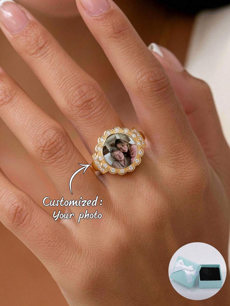 Customized Colorful Photo Ring, Mother's Day Gift, Valentine's Day Gift, Birthday, Anniversary, Friend, Graduation, Christmas, Family Premium Gift - Style 1 - View 1