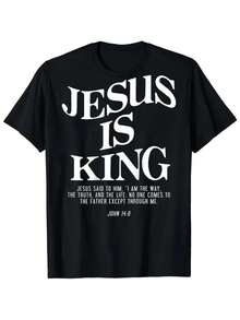 JESUS IS KING-Round-Neck Short-Sleeved T-Shirt - Black - View 1