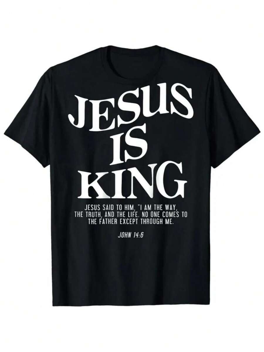 JESUS IS KING-Round-Neck Short-Sleeved T-Shirt - Black - View 1