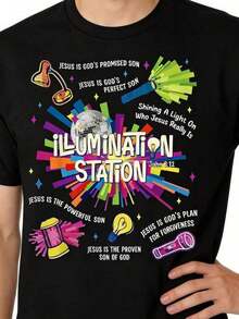 Illumination Station VBS 2026 Bible School Christian Lights Camiseta de Algodón para Mujer, Ropa de Verano - Negro - Ver 7
