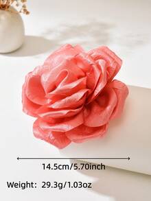 1 chiếc ghim cài áo hoa hồng 3D lớn bằng satin xếp ly màu đỏ dưa hấu, phong cách Pháp vintage sang trọng thanh lịch trí thức, họa tiết hoa tinh tế nhiều lớp, cảm giác cao cấp, có thể phối với váy, vest, áo khoác, sơ mi và túi xách, phù hợp cho đám cưới, tiệc tùng, hẹn hò, đi làm và các dịp khác, tôn lên vẻ tinh tế thanh lịch cho trang phục của bạn - Dưa hấu đỏ - Xem 2