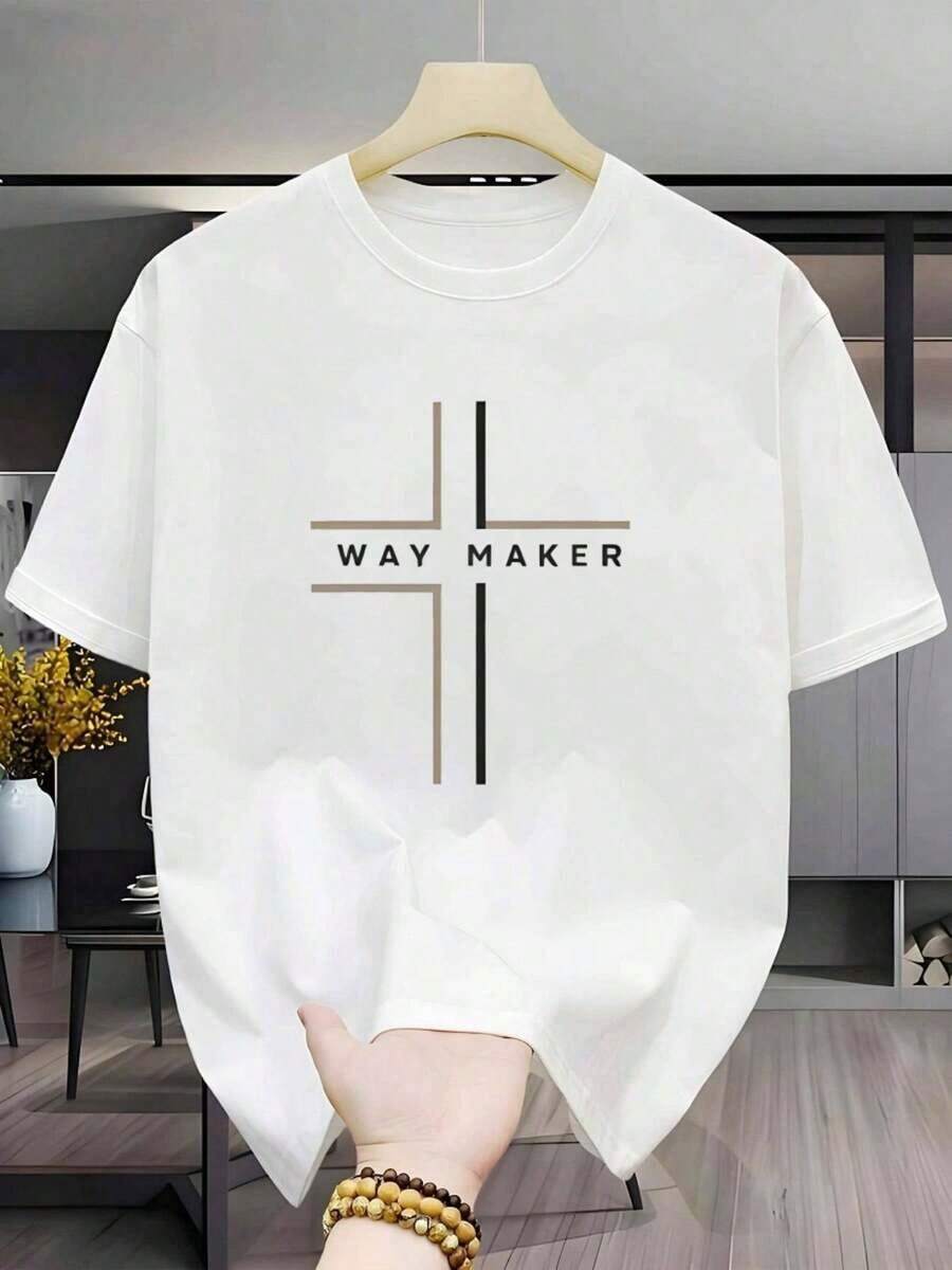 New Summer Casual Quick-Dry Graphic T-Shirts, Comfortable Men's T-Shirt, Breathable And Cool, Men's Crew Neck T-Shirt, Mesh Fabric For Extra Comfort, Plus Size T-Shirt, Quick-Dry And Breathable, Luxurious Textured Quick-Dry T-Shirt, Printed T-Shirt, Everyday Essential, 100% Cotton. Unisex Loose-Fitting Short-Sleeve Crew Neck Cotton T-Shirt With An Urban Vintage Style - 白色的 - 查看 1