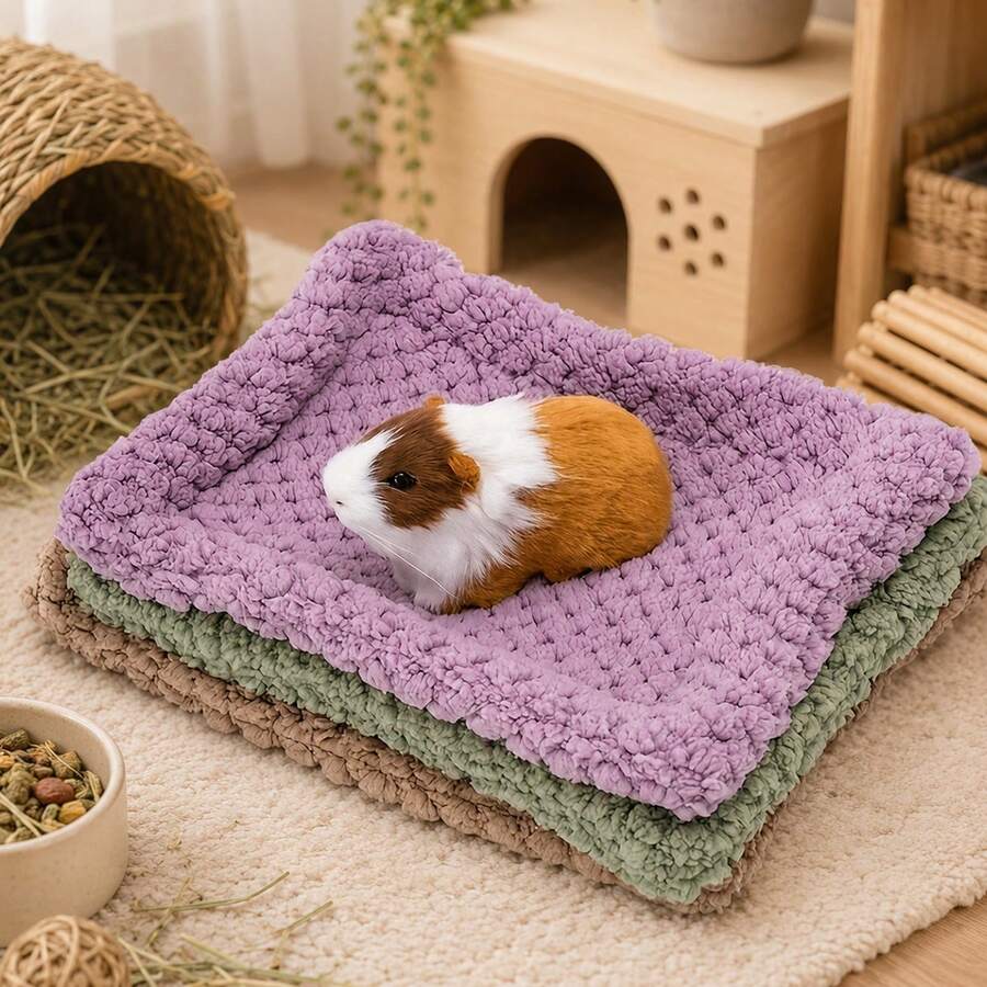 1 pieza Almohadilla de invierno cálida para mascotas pequeñas, cojín y manta gruesa para nido de erizo, ardilla y conejo - Multicolor - Ver 1