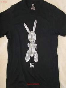 Camiseta con estampado de conejo de Jeff Koons de 1986, edición del Museo de Qatar, talla XL, estilo retro, lavado moderno, ropa urbana transpirable. - Negro - Ver 1