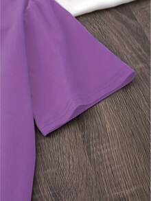 Short-Sleeved Summer T-Shirt In The Same Style, Printed Fashion For Ladies, Large - Purple - View 3