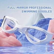 Gafas de natación con clip nasal, tapones para los oídos y gorro de natación, profesionales para adultos, de alta definición, impermeables y antiempañantes.﻿ - Blanco - Ver 6