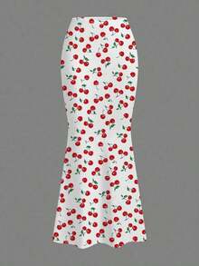 Elegante falda de sirena elástica tejida con estampado de leopardo para mujeres de vacaciones en la playa, estilo ajustado con banda de cintura elástica - Multicolor 3 - Ver 5