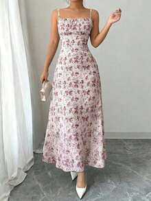 Vestido floral elegante, verano - Rojo violeta - Ver 3