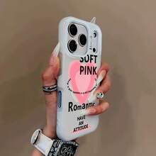 Funda para teléfono - Diseño de corazón rosa con letras, novedad de verano, funda magnética de carga inalámbrica con tacto de gel premium, carcasa resistente a arañazos, unisex, regalo perfecto para familiares y amigos.Adecuado para varios modelos de : 17, 16, 15, 14, 13, 12, 11, Plus, Air, Pro Max. - Blanco - Ver 3