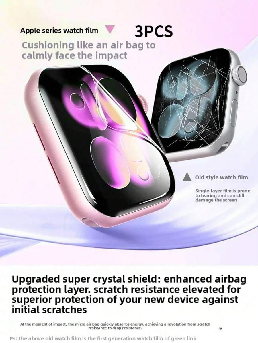 3pcs Applicable Watch Screen Protector Film For Apple Watch S11 S10 42/46mm, S9/S8/7 41mm/45mm, Soft Hydrogel Full Coverage Anti-Scratch Protective Film For Smart Watch - 3PCS - View 1