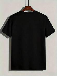 Women's Casual Short-Sleeve T-Shirt With Portrait Graphic Illustration, Summer Wear, Oversized T-Shirt, Casual Streetwear, Round Neck, Cotton, Summer Fashion, Loose-Fitting Everyday Outfit For Women, Suitable For Spring, Summer And Autumn. - 黑色 - 查看 4