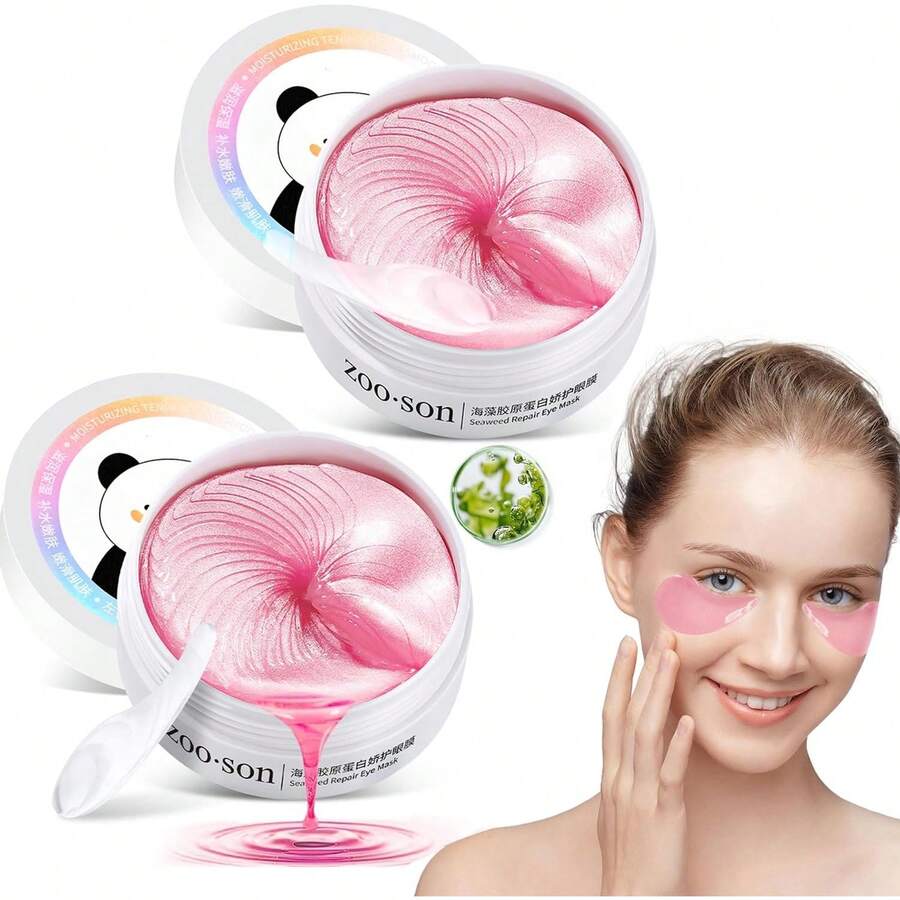 60 Pairs Eye Patches, Seaweed Collagen Peels, Eye Contour Patches, Anti-Aging, Eliminates Bags, Dark Circles And Discoloration, Anti-Wrinkle, Moisturizing, 2 PACK - 2 包 - 60 雙 - 查看 1