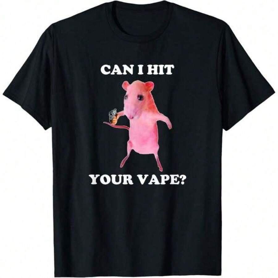 Nueva camiseta estampadaCan I Hit Your Vape? Funny Rat T-Shirt Daily T-Shirt Women Girls T-Shirt,Camisetas para mujer, camisetas para hombre, conjuntos para padres e hijos, camisetas con estampados de emojis populares, camisetas con diseños de anime y videojuegos, camisetas de apoyo al Mundial - Negro - Ver 1
