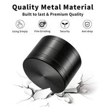 精密抛光黑色金属香料研磨器，4层细齿手动研磨器，必备手卷烟工具和吸烟配件 - 查看 5