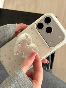 Cute Silver Rhinestone Star Phone Stand Case For IPhone 15/17 Pro/17 Pro Max, Soft Protective Cover For IPhone 16/17 New 16 Pro Max - White - View 3