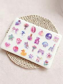50pcs Pastel-Colored Laser-Cut Accessories Stickers For Guitar Suitcase Laptop Cases Scrapbooks Storage Boxes Decorative DIY Graffiti Sticker - Multicolor - View 5