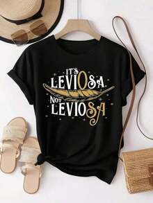 A Simple And Versatile Design For Women, Featuring Exquisite Phrases, Made From Comfortable 100% Pure Cotton Fabric, It's An Ideal Choice For Fans And Enthusiasts, And Pairs Perfectly With Christmas T-Shirts, Elegant Women's Shirts, And Other Women's Holiday Wear. Loose-Fitting, Pure Cotton T-Shirt. - 黑色 - 查看 7