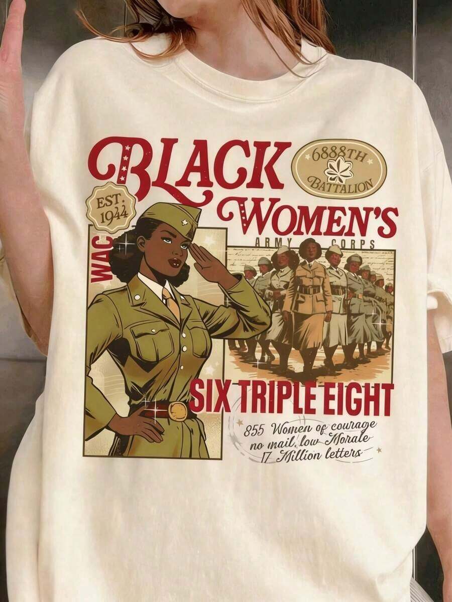 conjuntos de mujer202610-Piece Set Of Women's WAC Shirts - 6888th Six-Three-Eight Army Uniforms | BHM Apparel | Historical Reproduction | Dual-Purpose Machine-Washable Corset Top For Themed Parties And Everyday Wear | Suitable For Spring, Summer, And Autumn, Pure Cotton Short Sleevescoolplayeras de mujer - Albaricoque - Ver 1