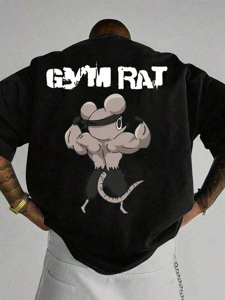 Camiseta "Ratón Musculoso" | Camiseta cómoda de verano para hombre, 100 % algodón - Negro - Ver 1
