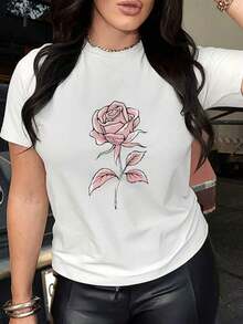 Camisetas Básicas de Tallas Grandes para Mujer - Camisetas Casuales de Manga Corta, Prendas Esenciales Ligeras para el Verano, Camiseta Casual de Manga Corta para Mujer, Estampado Geométrico Rosa - Top Suave de Cuello Redondo, Lavable a Máquina, Corte Regular, Camiseta Cómoda Adecuada para Todas las Temporadas, Transpirable y Confortable. - Blanco - Ver 11