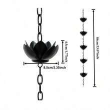 A Wrought  Rain Chain, Black Lotus Appearance, Durable Material, Metal Wind Chimes, Rainwater Collection, For Drainage, Diversion, Eaves, Pendants, Outdoor Decoration, Courtyard, Garden, Home Decoration, - Black Lotus Rain Chain - View 2