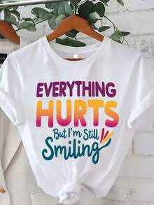 Camiseta de talla grande para mujer, para primavera, verano y otoño, de cuello redondo y manga corta, de color sólido, estilo casual básico, transpirable, agradable al tacto y no se deforma fácilmente. - Blanco - Ver 8