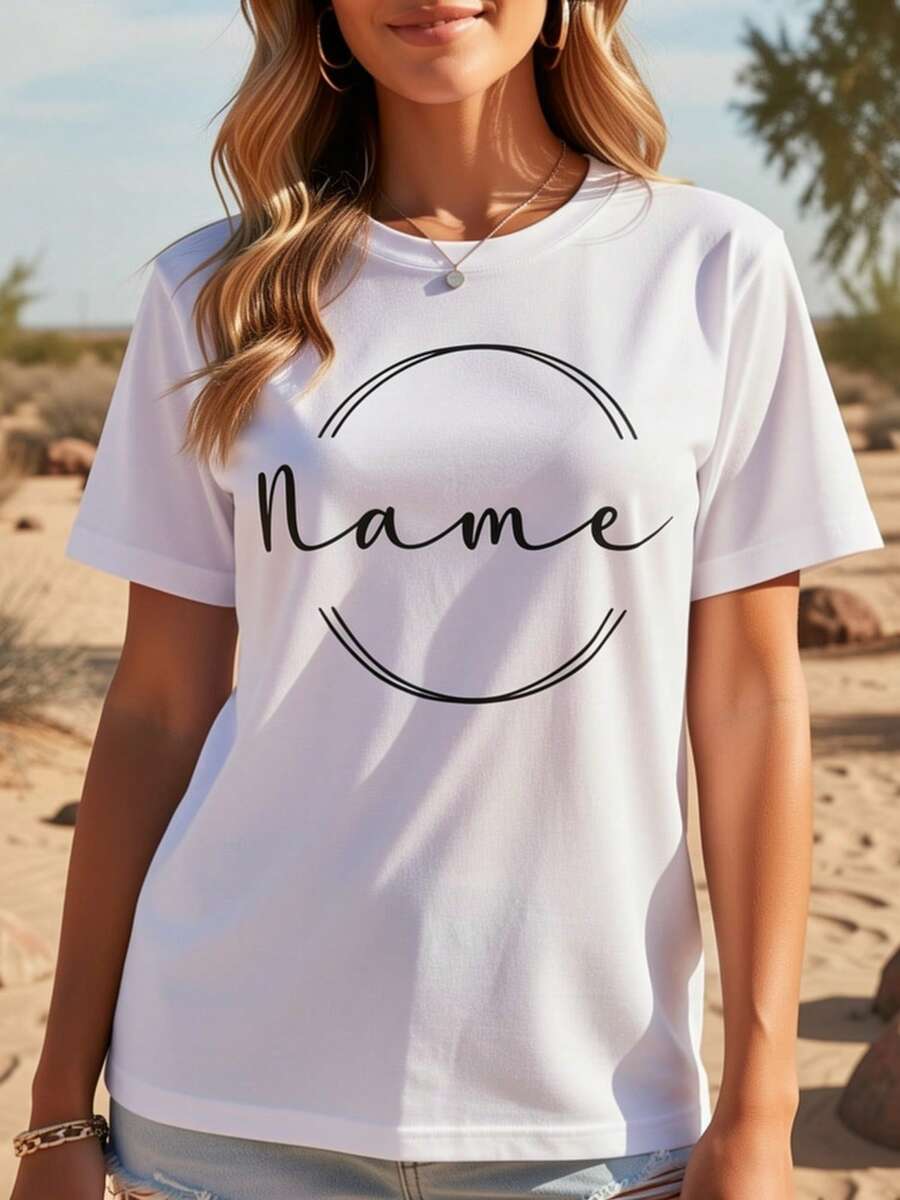Personalized T-Shirt With Name For Celebrations - Gift For Birthdays, Anniversaries, And Weddings With An Elegant Design For Mother's Day, Comfortable Casual T-Shirt For Women | T-Shirt With Sayings | Distinctive T-Shirts | Retro T-Shirt - 白色 - 查看 1