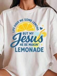 New arrivals for summer.fashion Women's Life Gave Me Lemons Jesus Print T Shirt,Christian Lemonade Faith Tee,Teen Gift Daily WearEnd Of Season,Final Stock,Fan Favorite.,Valentine Outfits For Women,Spring,Summer Outfits For Women.Short Sleeve Spring Tops For Plus Size Women Relaxed Daily Top.Blouse,Shirt > Beautiful. - Blanco - Ver 11