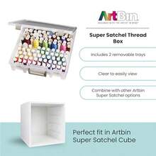 ArtBin Thread Box- Super Satchel Storage Container with Two Removable Trays for Thread spools 9002AB - Transparente - Ver 7