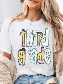 Camiseta para Maestro de Tercero de Primaria, Camiseta para Equipo de Maestros, Camisetas para Regreso a Clases, Camiseta para Tercero de Primaria, Camiseta de Enseñanza, Regalo para Maestro Nuevo, Camisetas Gráficas Unisex, Camiseta Divertida - Blanco - Ver 5