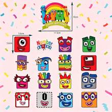 17 piezas Decoraciones de fiesta con tema de bloques de construcción de números, set de decoraciones para pastel con bloques de construcción de números - Multicolor - Ver 2