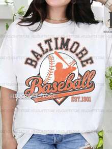 Camiseta vintage de béisbol de Baltimore, Camiseta Ized Baltimore, Regalo de béisbol, Sudadera de béisbol. Camiseta fresca de verano, estilo unisex. - Blanco - Ver 1