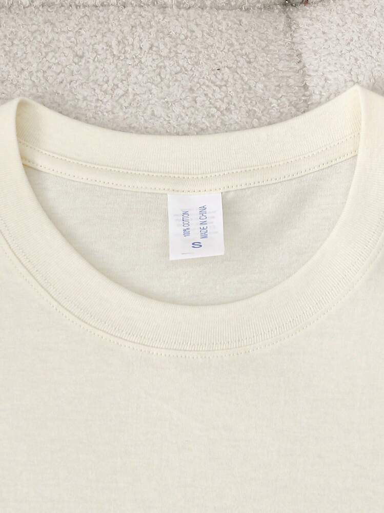Limited Edition Graphic Print T-Shirt, Short Sleeves, Round Neck, Casual Top For Summer And Spring, Women's Clothing, Lightweight Cotton. - Apricot - View 6