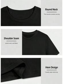 Unisex Short-Sleeved T-Shirt With A "Butterfly" Print For Women, Ideal For Summer Vacations, With A Casual Style. Comfortable Men's T-Shirt With A Crew Neck Design, Ultra-Soft, Breathable, And Moisture-Wicking-A Fashionable Summer Essential. Unisex Loose-Fitting Cotton Short-Sleeved T-Shirt With A Crew Neck And An Urban Vintage Style. - 黑色 - 查看 4