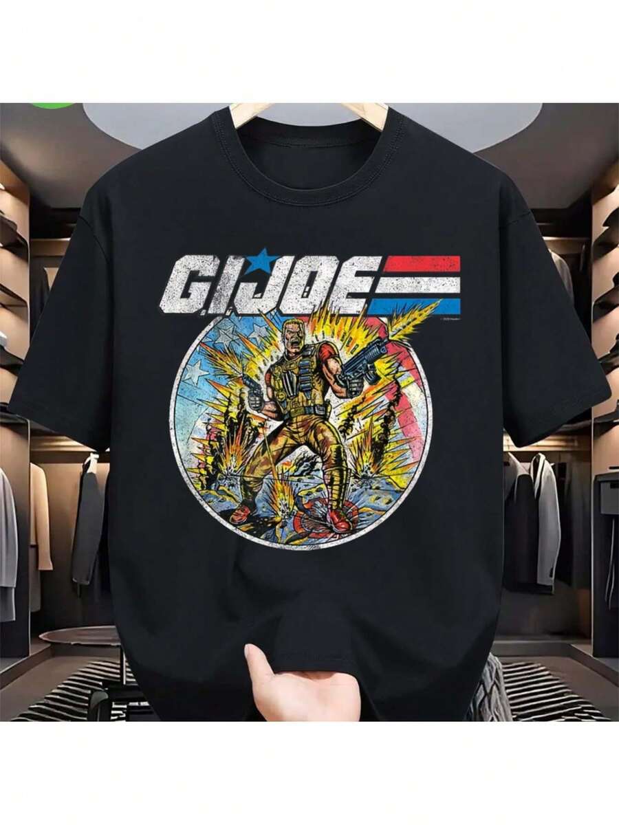 Camiseta de hombre G.I.Camiseta de diseño de acción cinematográfica de Joe - Camiseta de manga corta con cuello redondo y estampado de ciencia ficción, unisex, adecuada para uso casual en todas las estaciones, ideal para entrenamiento y actividades al aire libre (primavera, verano, otoño), ropa icónica, camiseta de mujer, local. - Negro - Ver 1