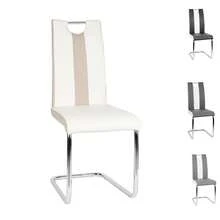 2er-Set Esszimmerstühle aus PU-Leder – Küchenstühle mit einer Tragkraft von 120 kg – Moderner und bequemer Stil - Weiß, 2er-Set - View 8