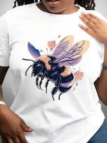 Camiseta Vintage de Abeja, Camiseta Retro con Arte de Abeja, Camiseta con Gráfico de Insecto Floral, Regalo Caprichoso para Amantes de la Naturaleza, Top Único de Estilo Campestre - Blanco - Ver 6
