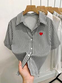 de mujer con estampado de rayas todo sobre, de un solo pecho, casual y versátil para uso diario - Multicolor 4 - Ver 6