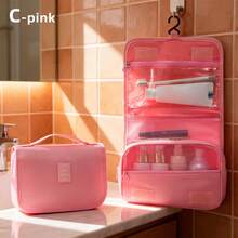 1pc Fashion Portable Cosmetic Bag, New Travel Large Capacity Waterproof Toiletry Organizer - C Pink - View 11