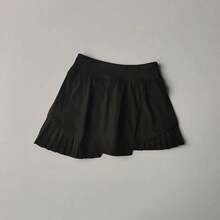 High-Waisted Sporty Mini Skirt, Summer Novelty, Cool Style, Glare-Free, Includes Lined Shorts, Quick-Drying Pleated Skirt For Fitness And Yoga - 黑色 - 查看 4