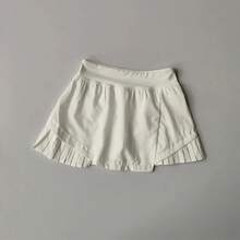 High-Waisted Sporty Mini Skirt, Summer Novelty, Cool Style, Glare-Free, Includes Lined Shorts, Quick-Drying Pleated Skirt For Fitness And Yoga - 白色 - 查看 4