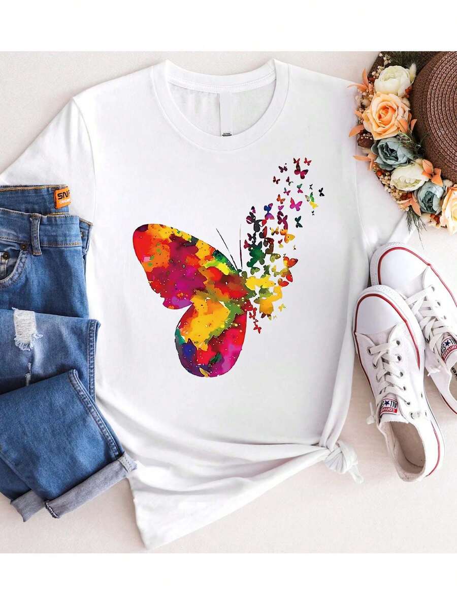 1 camiseta blanca de algodón puro para mujer: Diseño moderno con el número deportivo "23", 180g, 100% algodón. - blanco - Ver 1