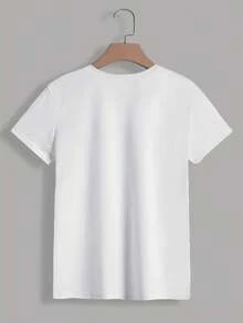 Women's Casual T-Shirt With Spanish Letter Print "Latina Proud" With Heart Design, Round Neck, Short Sleeve, Soft And Comfortable Fabric, Ideal For Spring/Summer Sportswear, T-Shirts For Women. - [白色的] - 查看 2