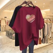 Camiseta con estampado de camisa casual para mujer, manga corta y cuello redondo, moda urbana local de primavera/verano camiseta unisex. RS1E - rosa puro - Ver 11