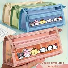 1 hộp đựng bút lưới hai lớp Sanrio, túi đựng văn phòng phẩm trong suốt dung tích lớn, túi đựng đồ dùng văn phòng phẩm tối giản in hình hoạt hình. - A - Xem 3