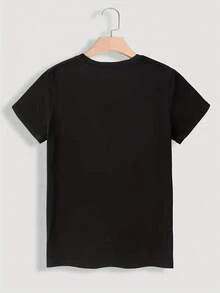 Camiseta oversize con estampado de emoticonos y frases abstractas "I Feel Like This", de manga corta y cuello redondo, top casual, ropa de mujer para verano y primavera. - Negro - Ver 3
