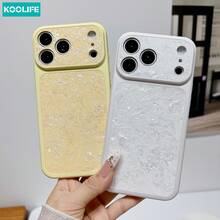 Koolife 1pc White Shell Pattern Phone Case, PC+TPU Shockproof Protective Cover With Glittery Mother-Of-Pearl Texture, Compatible With Apple 17/17pro/17promax - White - View 3